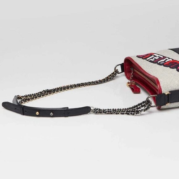 Chanel Grey/Blue/Red Quilted Wool and Leather Medium Gabrielle Hobo Bag - Picture 7 of 10